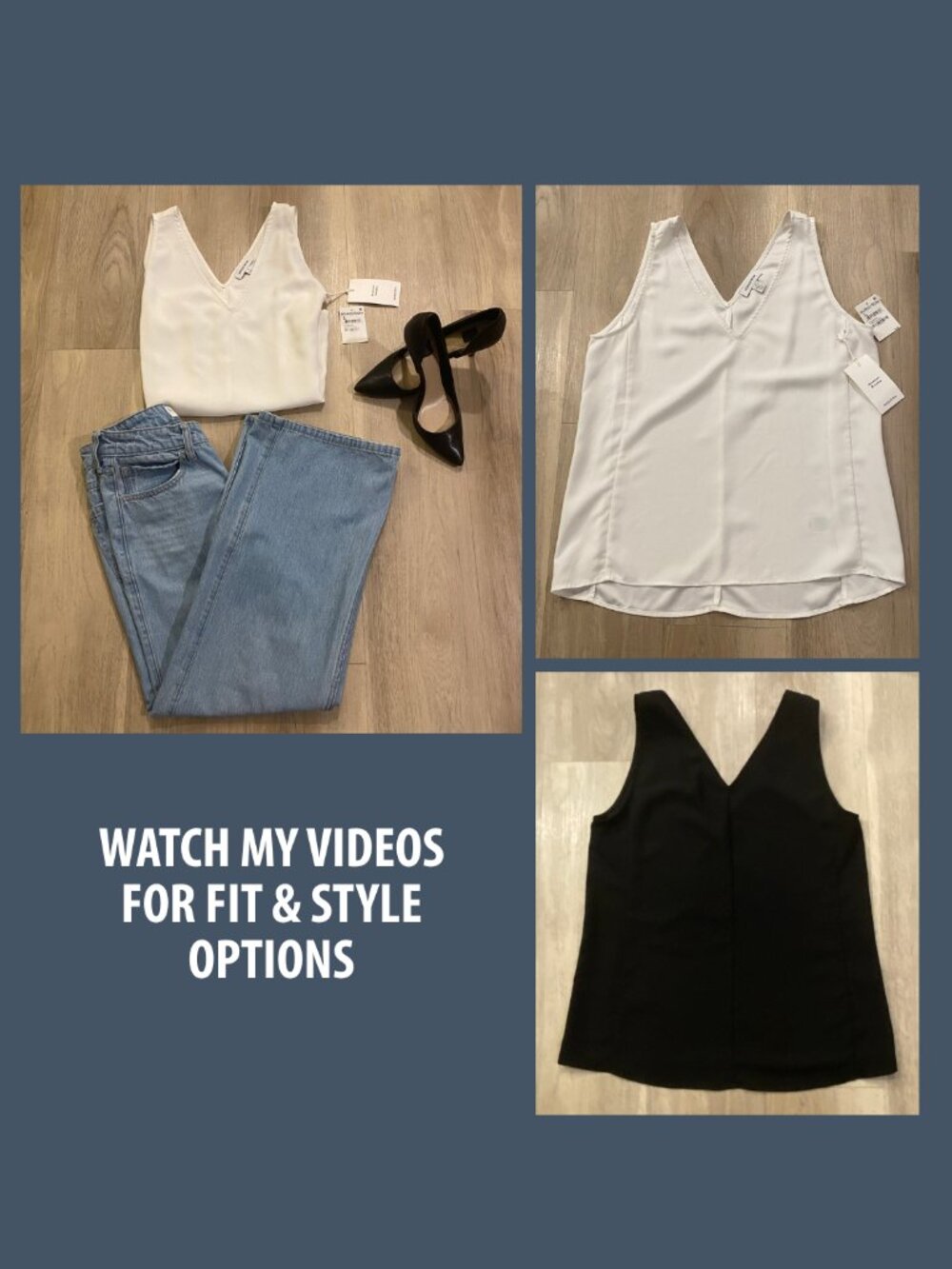 Nordstrom Sleeveless VNeck Blouse Bundle S Black & White Workwear Minimalist NWT